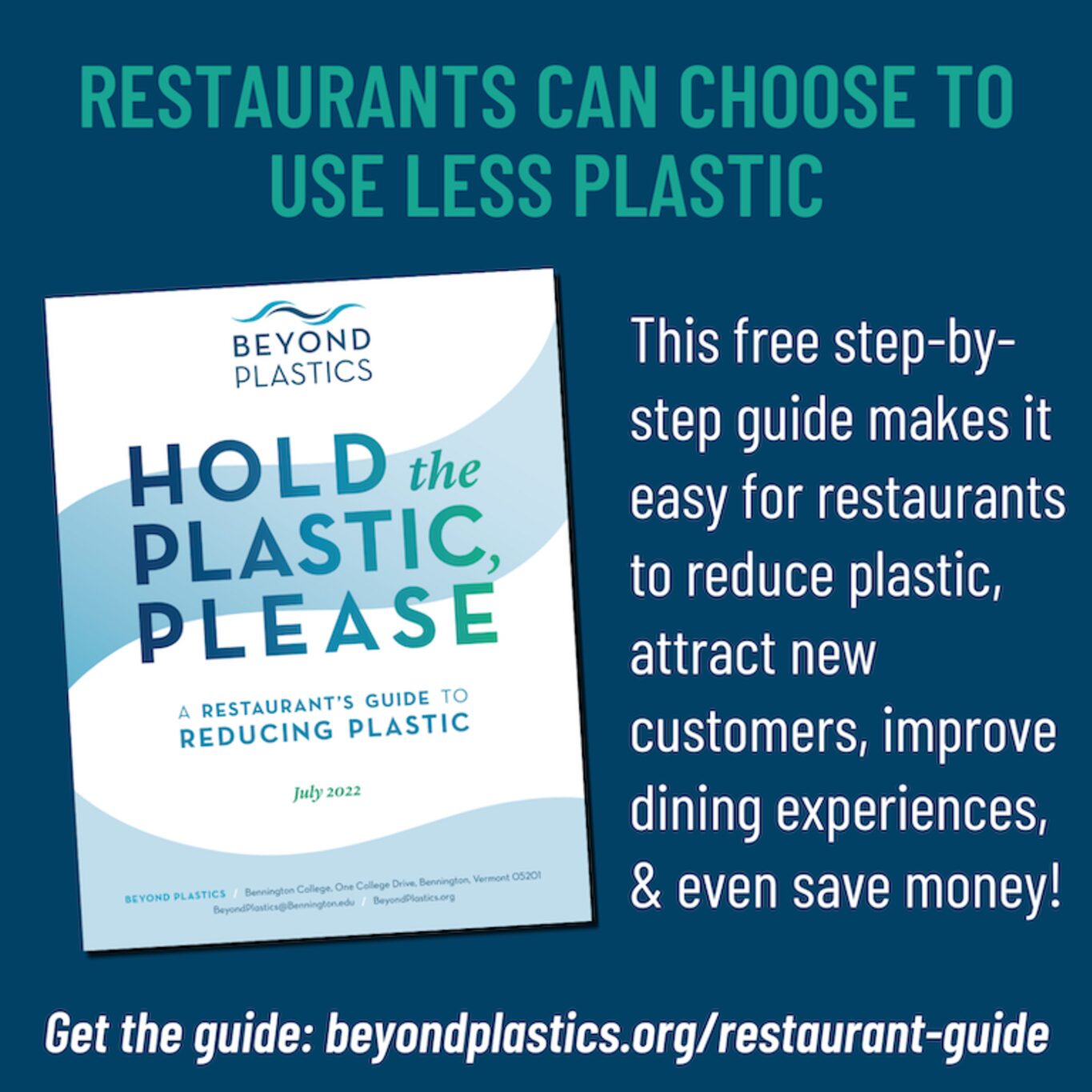 Restaurants can choose to use less plastic
